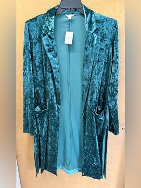 Cato Emerald Crushed Velvet Long Robe
